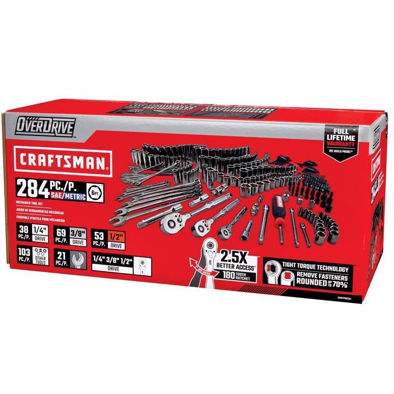 Craftsman Overdrive Complete Metric & SAE 6-Point Mechanic's Tool Set - 284 pc. (1/4", 3/8", & 1/2")