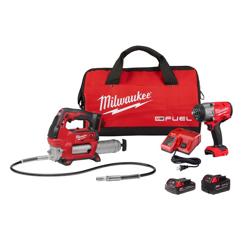 Milwaukee M18 FUEL Impact Wrench & Grease Gun Kit (w/ Battery & Charger)