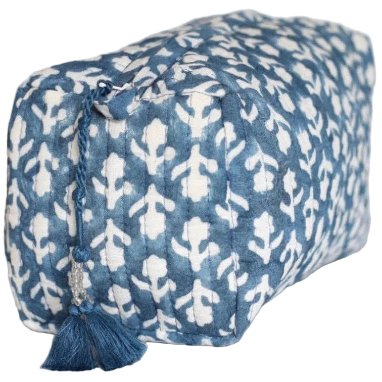 Pacific & Rose Block-Printed Quilted Cotton Cosmetic Bag