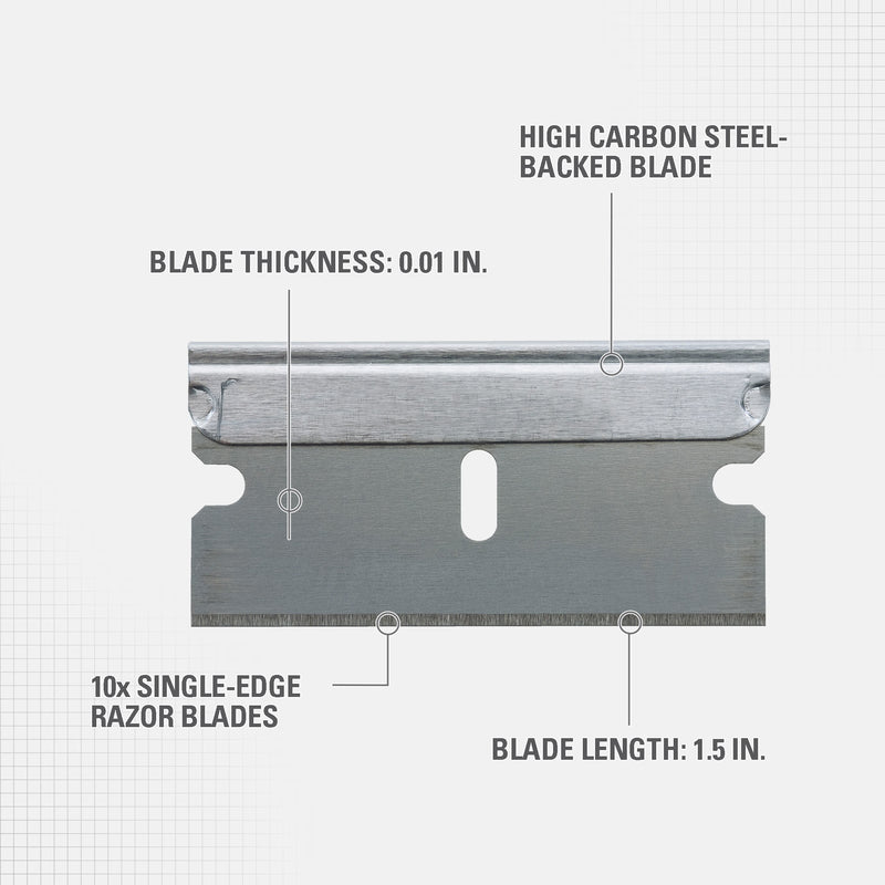 Stanley High Carbon Steel Single Edge Razor Blade, 1.5" - 10 Piece