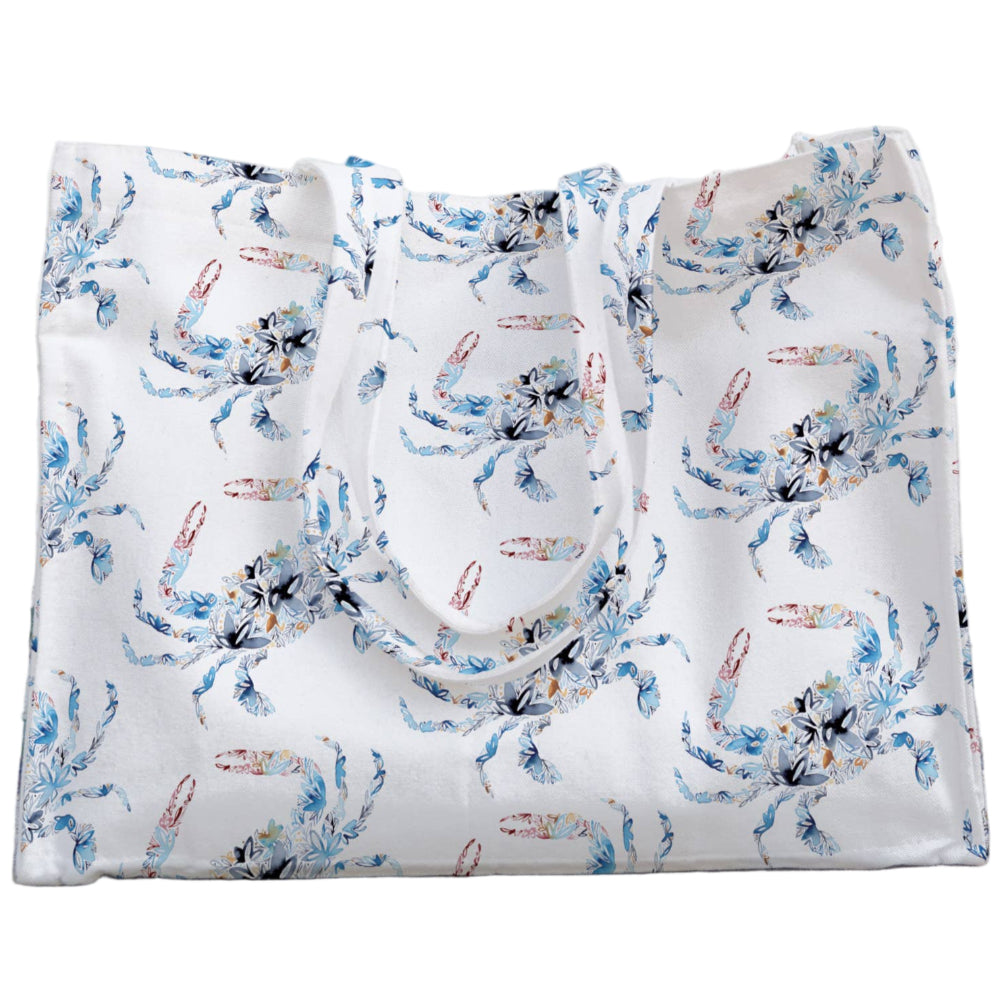 Amanda Klein Blue Crab Canvas Tote Bag - 13" x 16"
