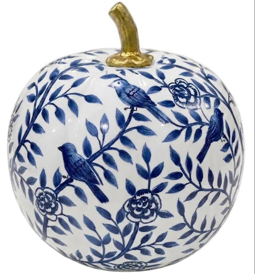 Enchanted Home Hand-Painted Metal Bird & Vine Pumpkin - 4" & 8"