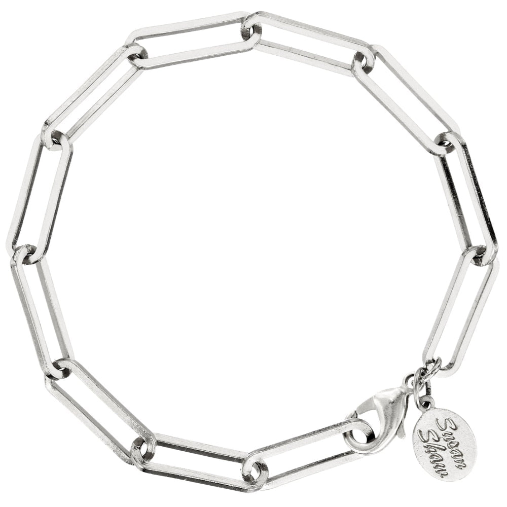 Susan Shaw Silver Paperclip Bracelet (Large Links)