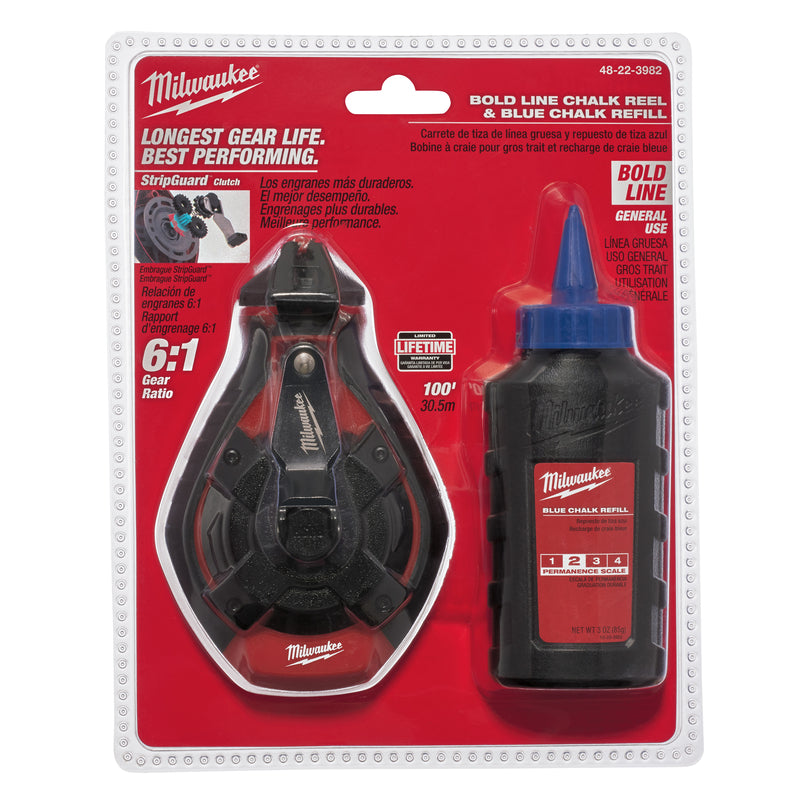 Milwaukee Bold-Line Blue Marking Chalk & Reel Set (100 ft.)