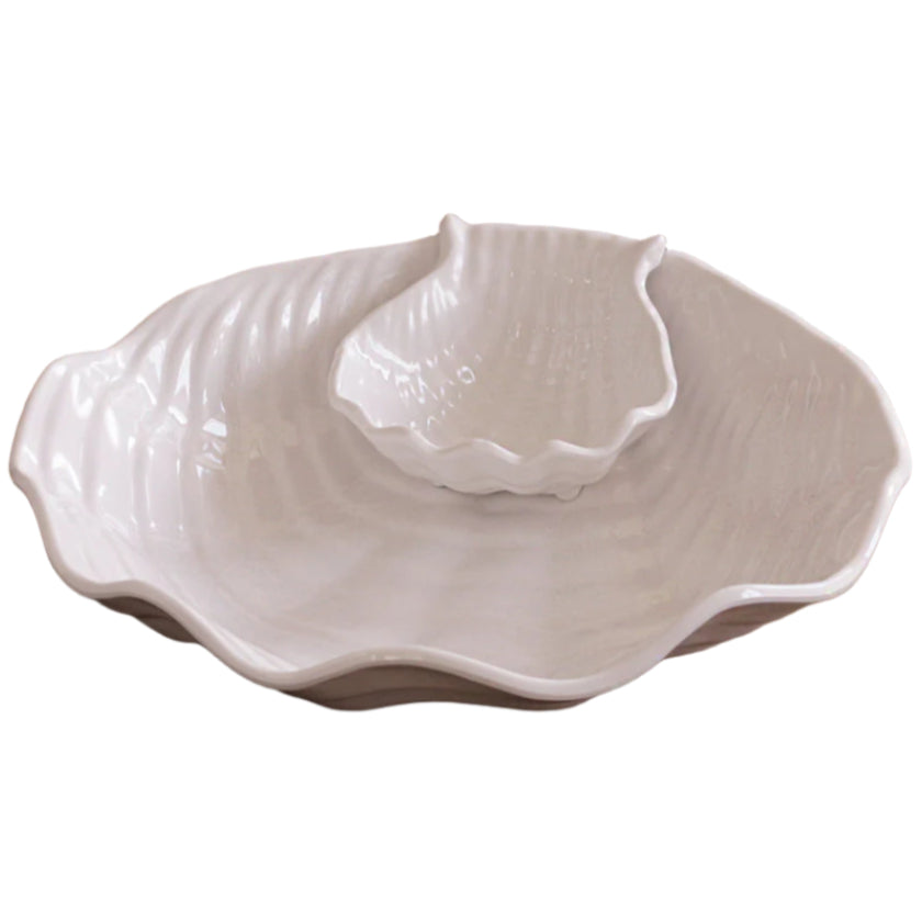 Beatriz Ball Vida Ocean Melamine Chip & Dip Shell Bowl Set - 2 pc.