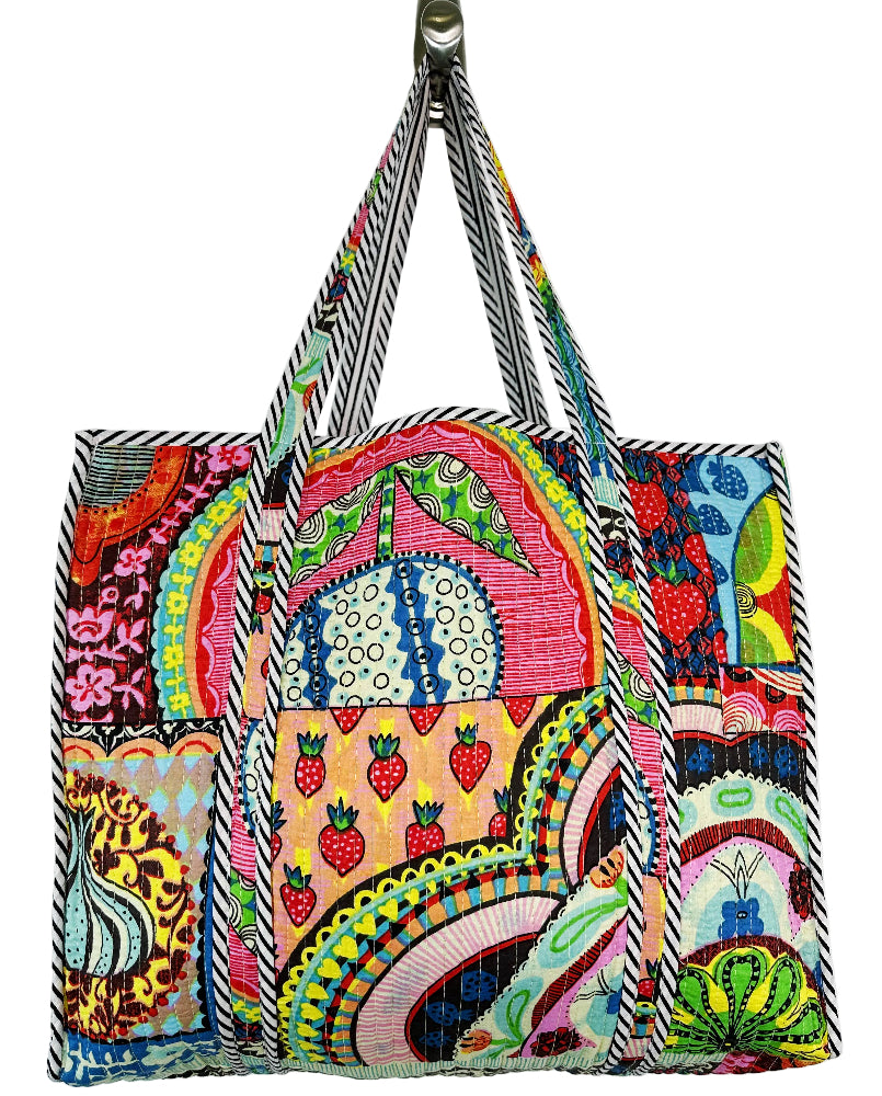 Folklore Couture Quilted Cotton Totes - 17.5" x 17.5"