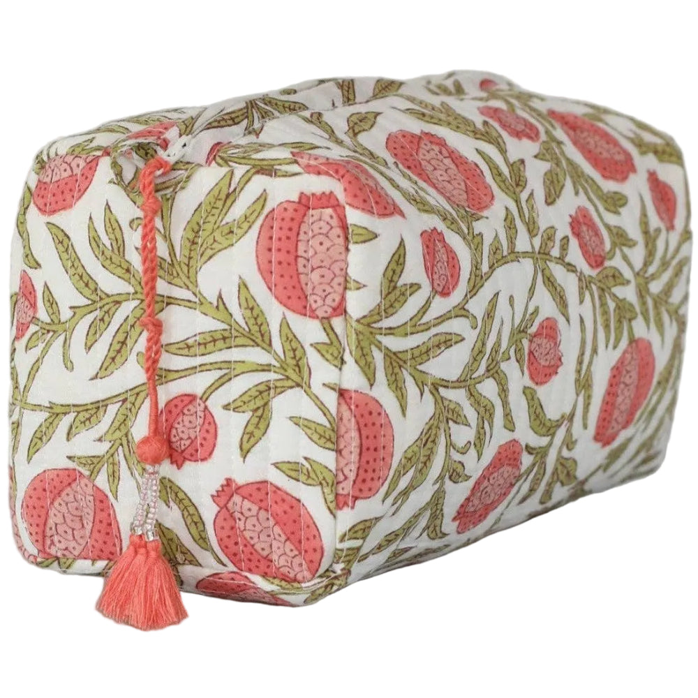 Pacific & Rose Block-Printed Quilted Cotton Cosmetic Bag
