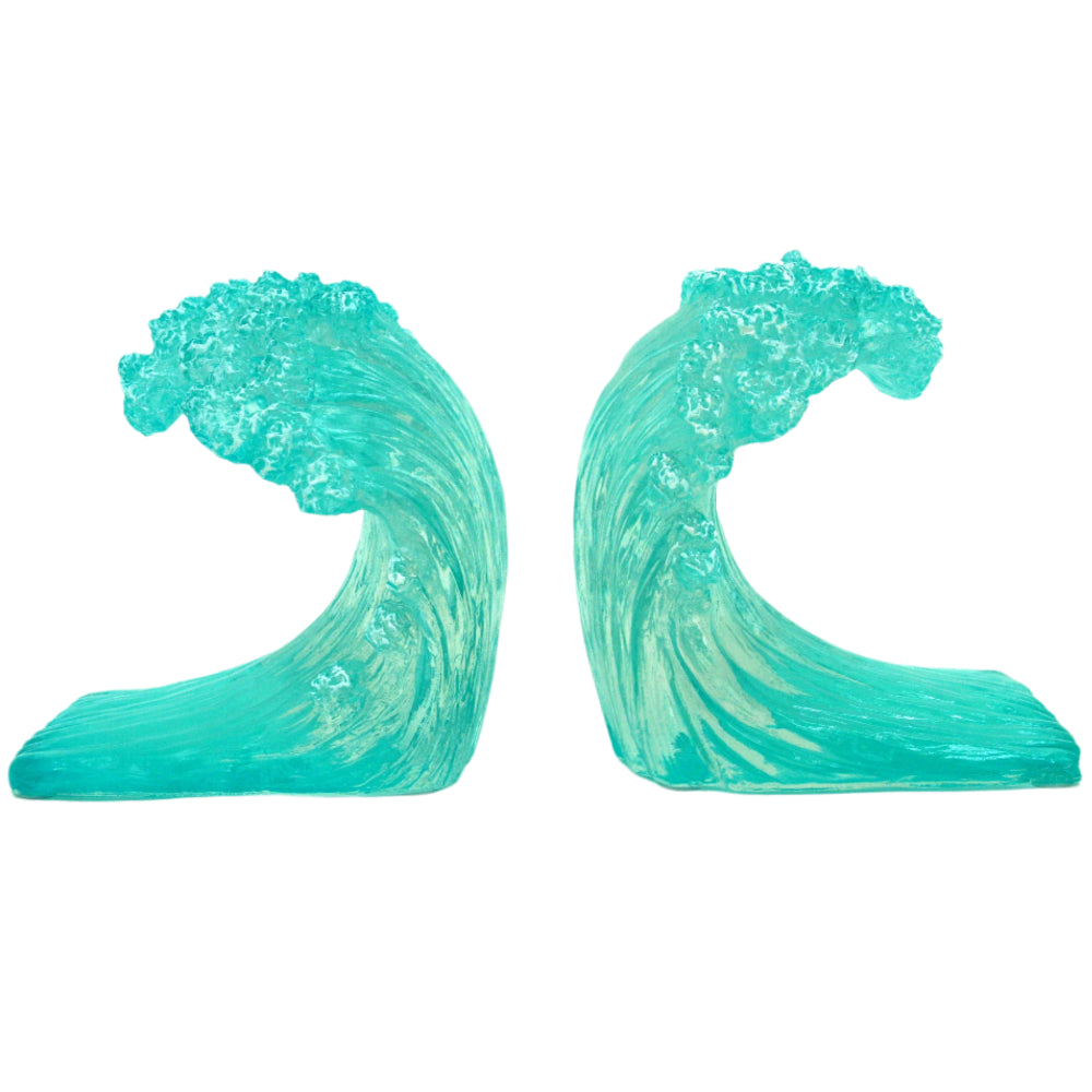 Modern Coastal Polyresin Blue Wave Bookends - 2 pc.