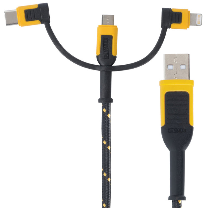 DeWalt 3-in-1 (Lightning / Micro USB / USB-C) Charging Cable - 6'