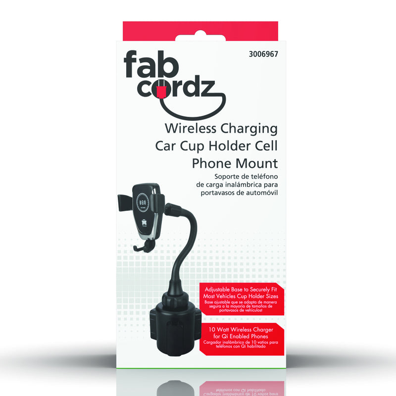 Fabcordz Wireless Charging Car Cup Holder Cell Phone Mount