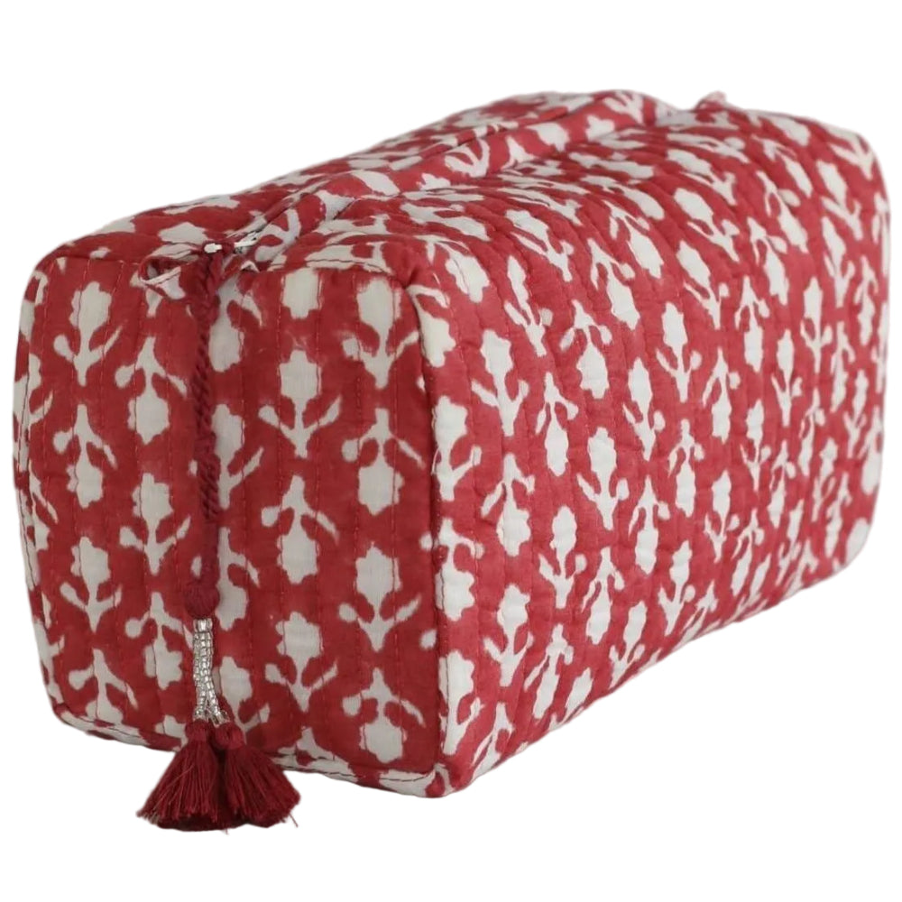 Pacific & Rose Block-Printed Quilted Cotton Cosmetic Bag