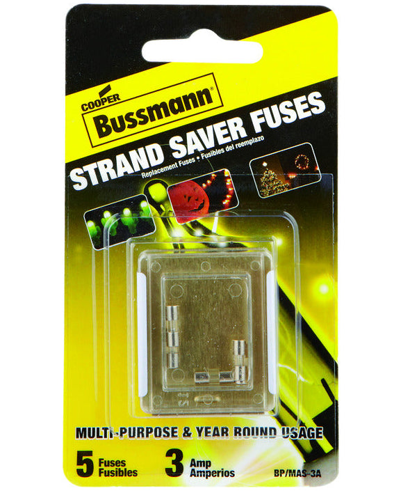 Bussman Replacement 3A Christmas Light Fuses - 5 pc.