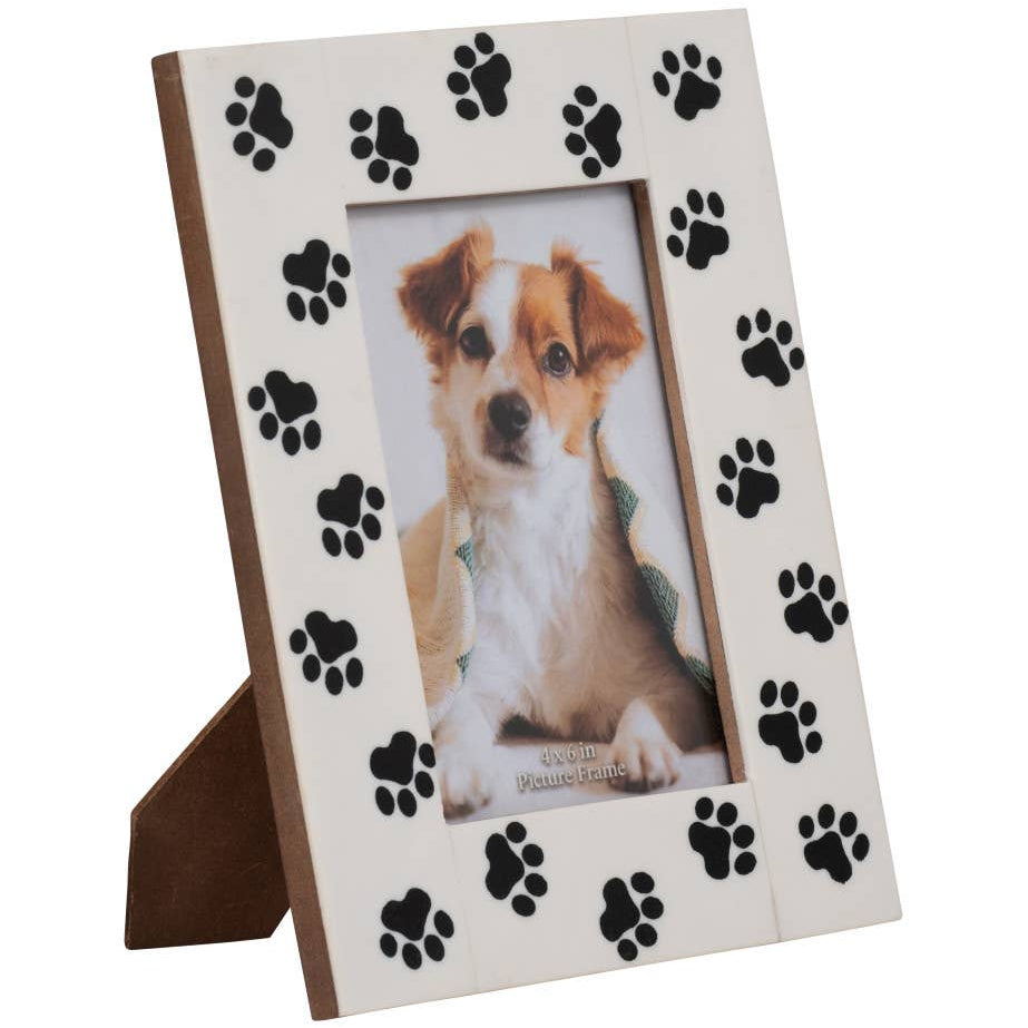 Sagebrook Black/White Resin Paw Prints Photo Frame - 4" x 6"