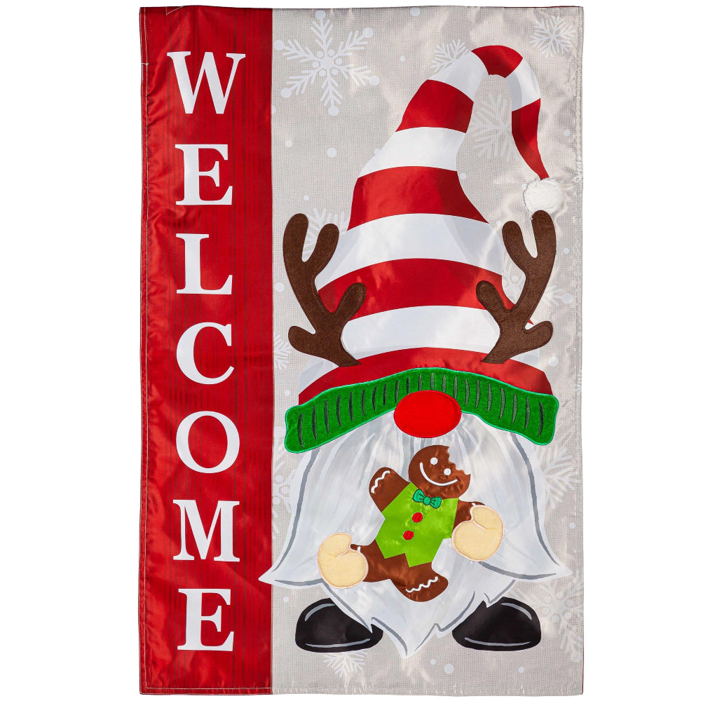 Evergreen Christmas Gnome House Flag - 28" x 44"