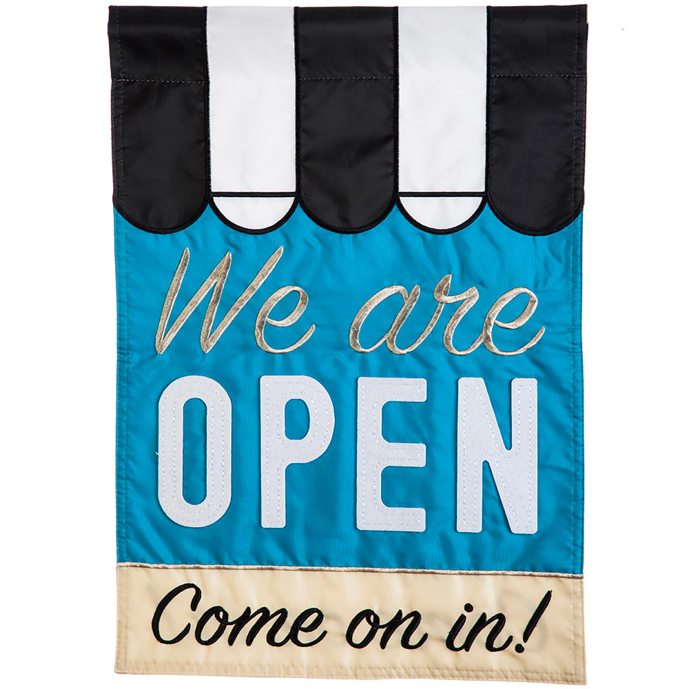 Evergreen "We Are Open!" Business Flag - 28" x 44"