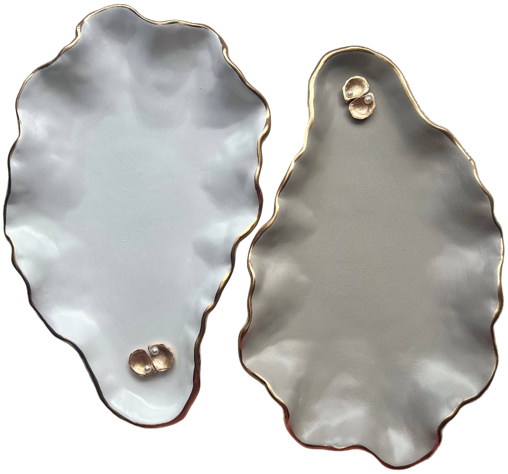 Ten-Twenty-Six Glazed Oyster Shell Dish - 11.85" x 7.15"