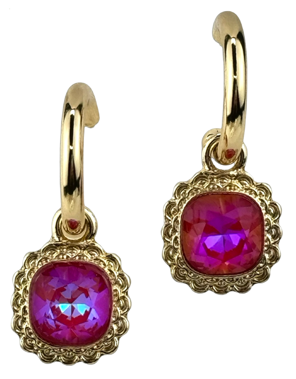 Posh Jewelry Co. Square Rhinestone Dangle Hoop Earrings