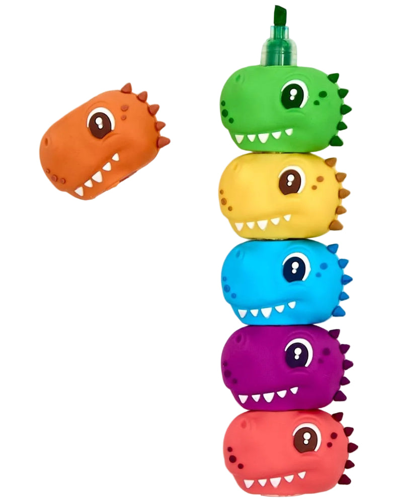 Cupcakes & Cartwheels Stackable Dinosaur Highlighers - 5 pc.