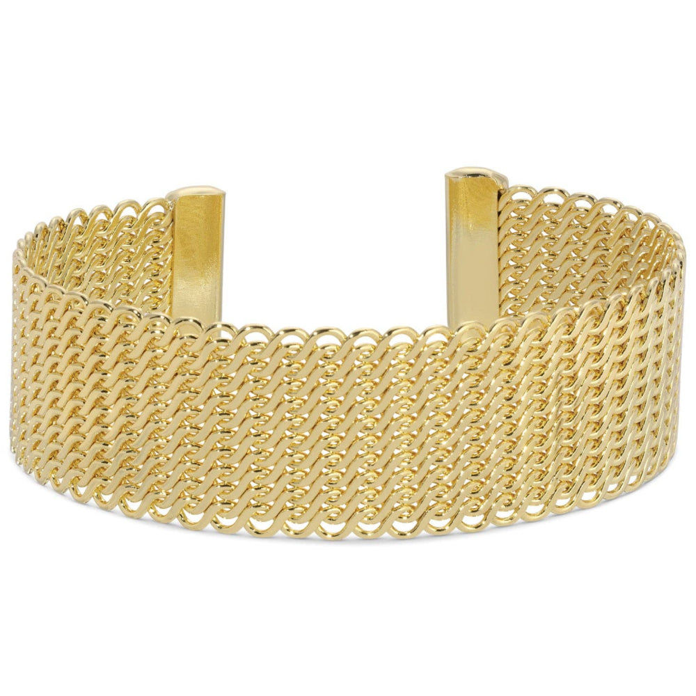 Splendid Iris Gold Interwoven Mesh Cuff Bracelet