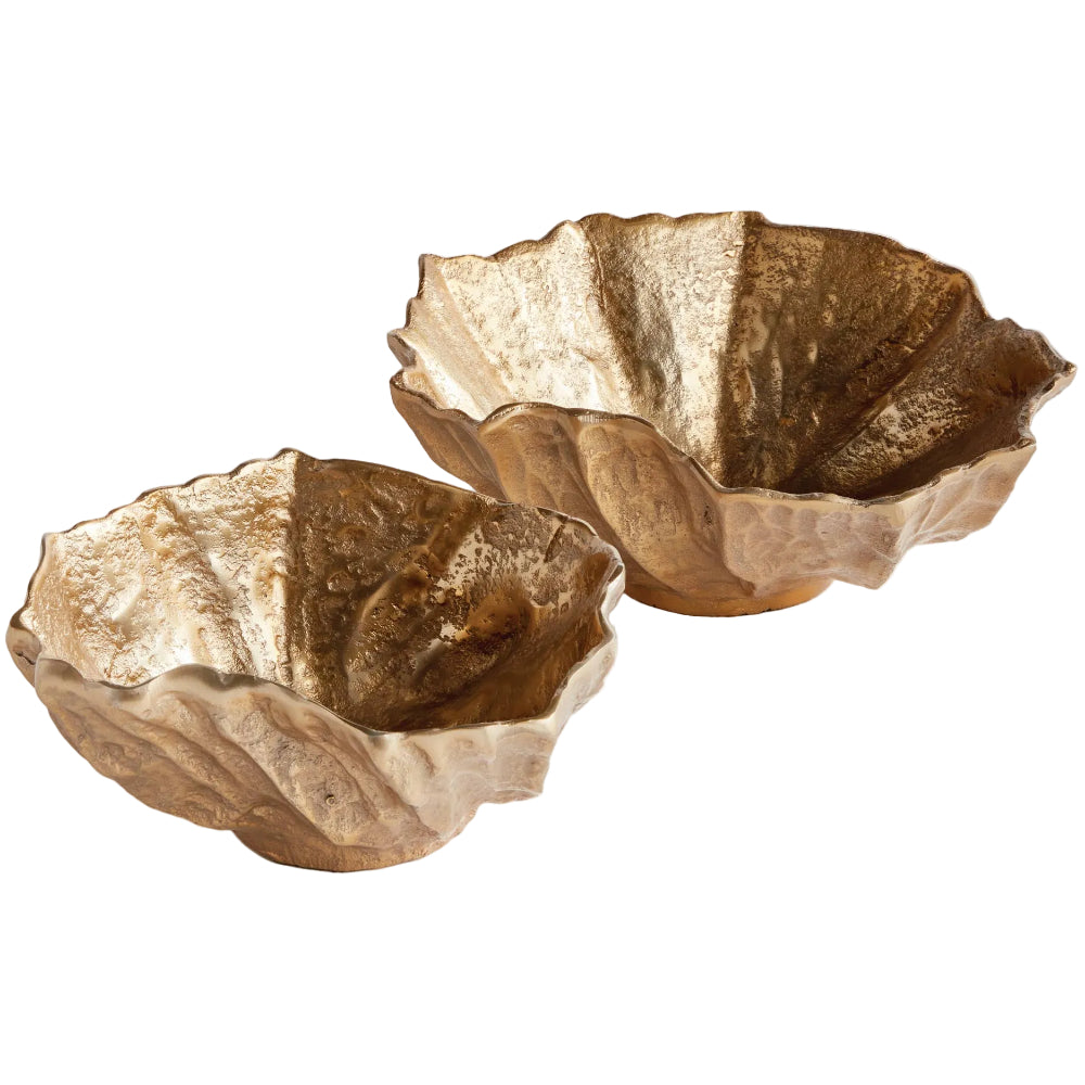 Napa Gold-Toned Ostra Cast Aluminum Bowls - 10" & 13.5"