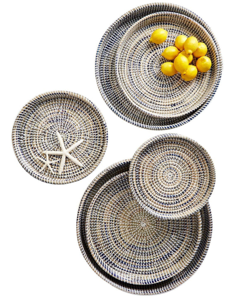 Nesting / Stackable Handwoven Seagrass Trays (Round)
