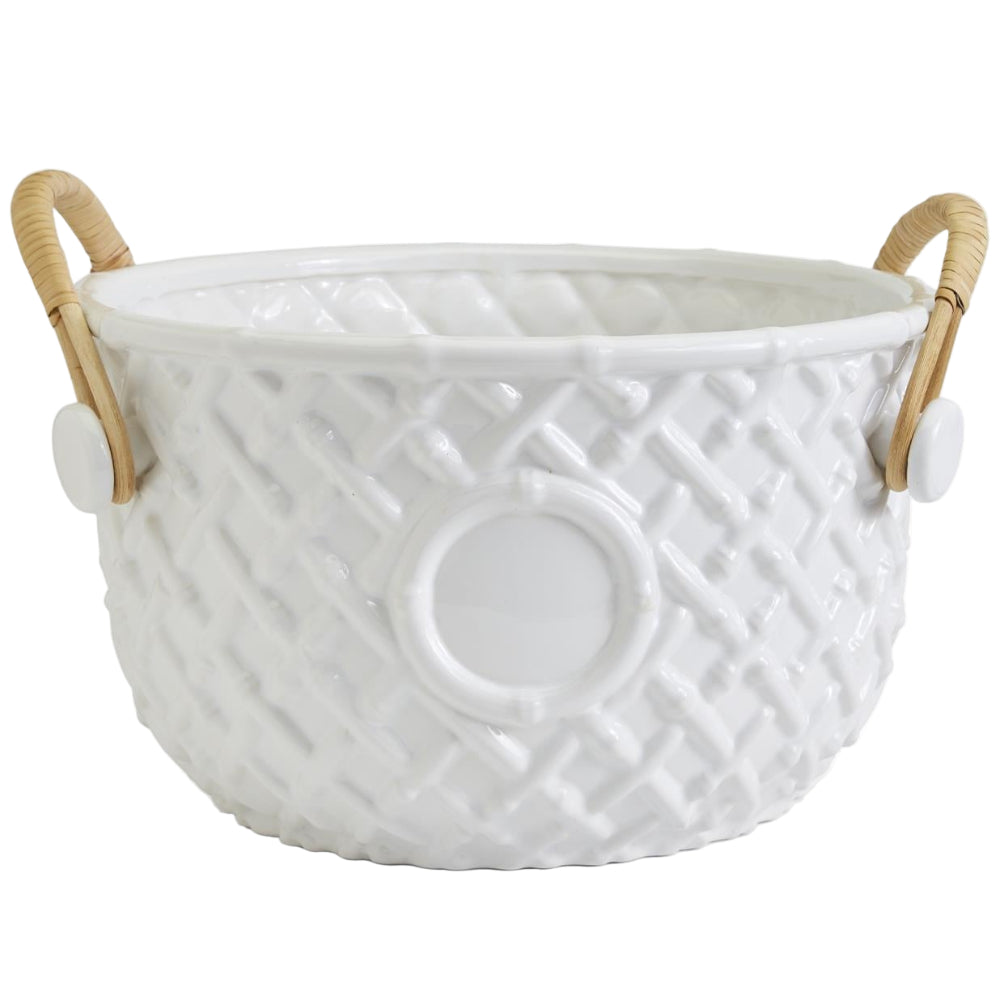 Hampton Faux Bamboo Ceramic Party Beverage Bucket - 15"