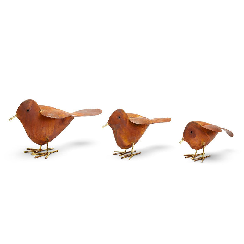 Hand-Wrought Bird Sculptures with Gold Accent