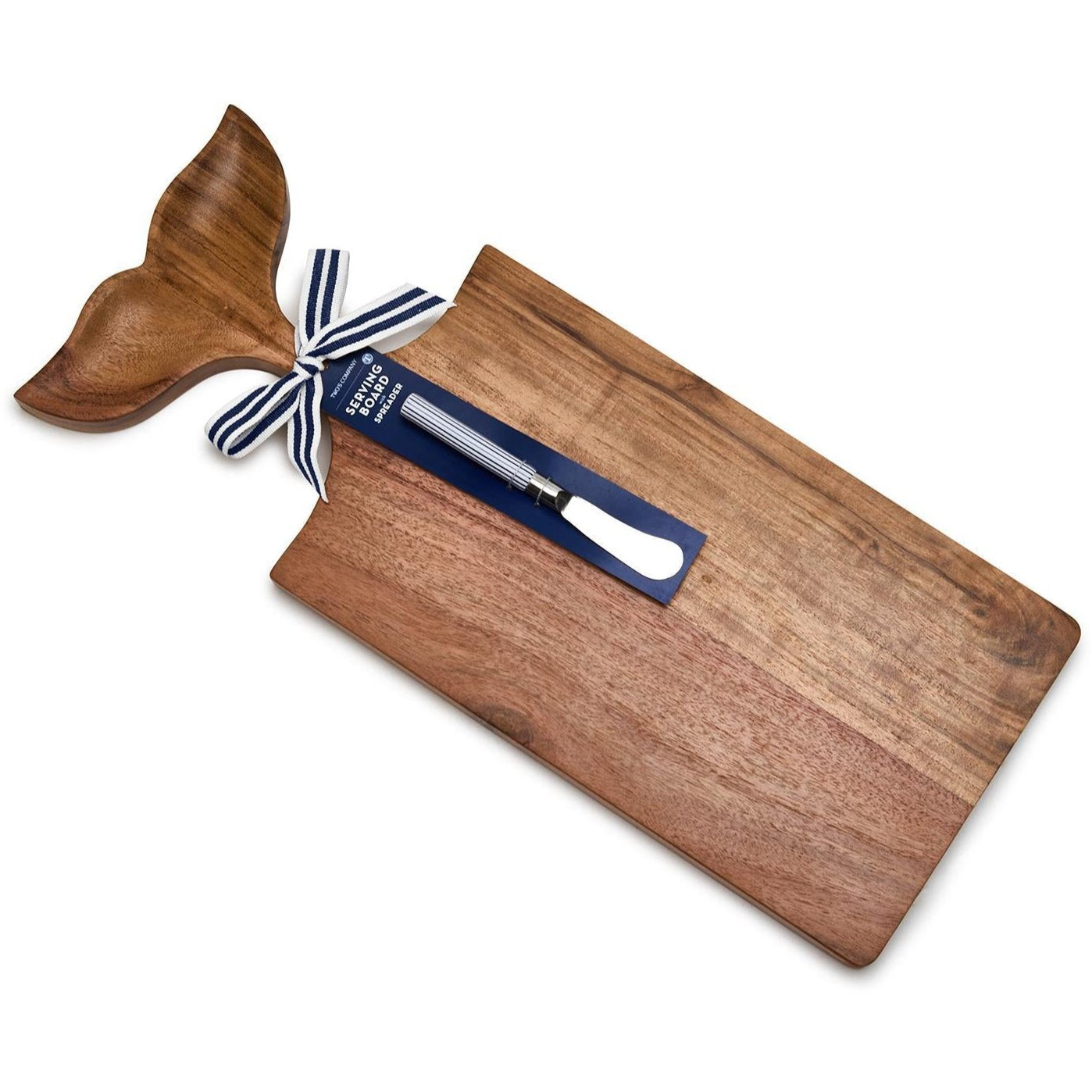 Oh Whale! Wooden Serving Board w/ Spreader - 8" x 14"