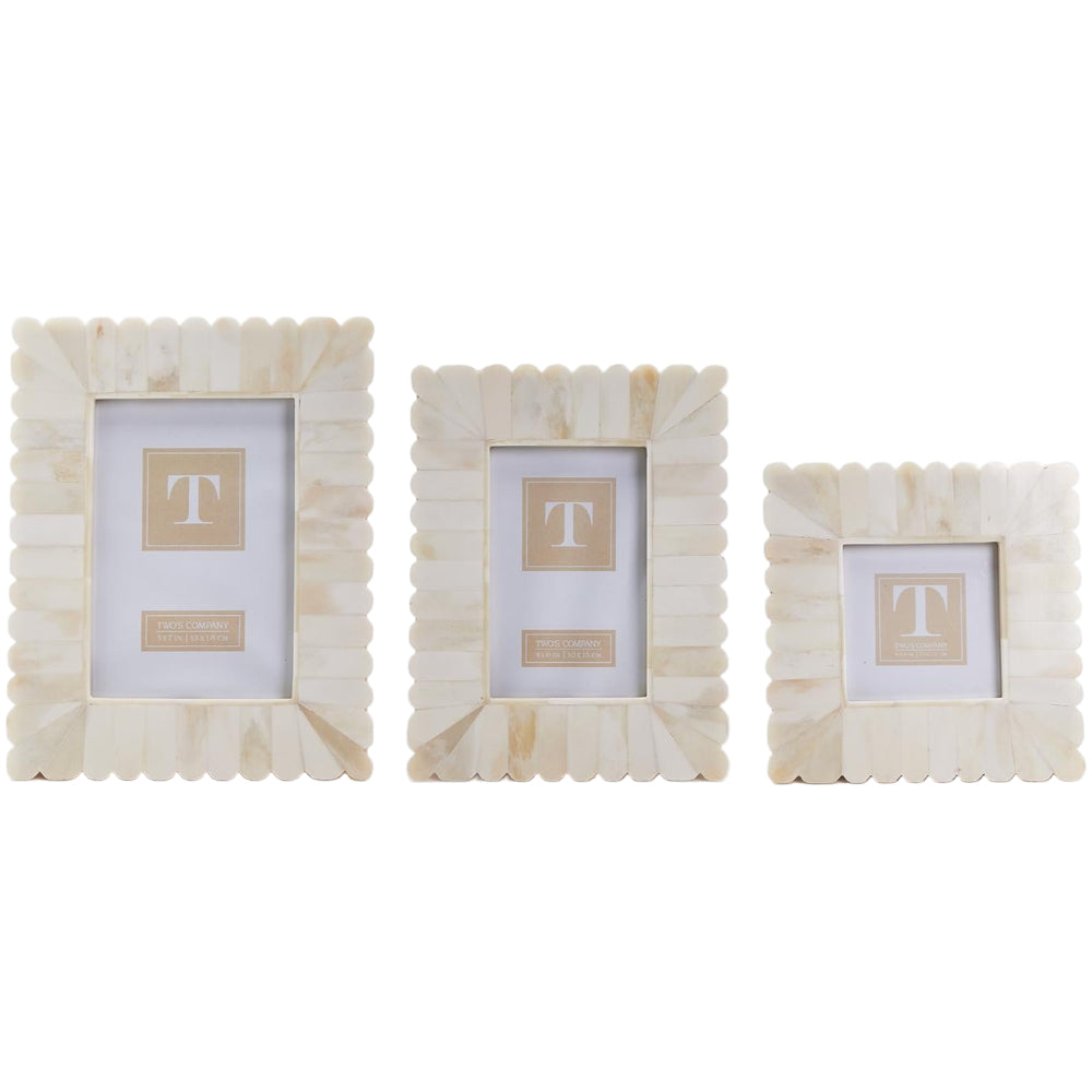 Natural-Toned Scalloped Bone Photo Frame