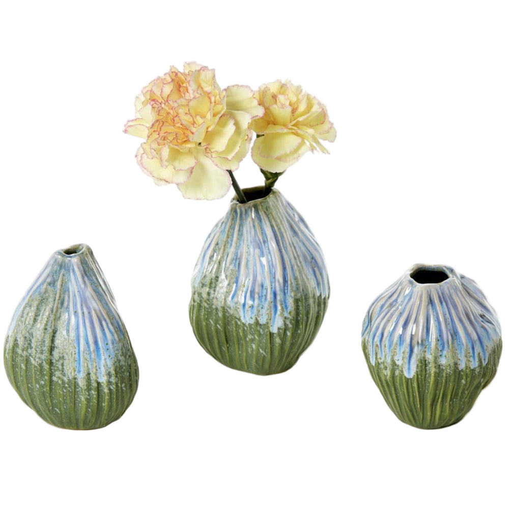 Artisanal Blue/Green Stoneware Bud Vase - 3"