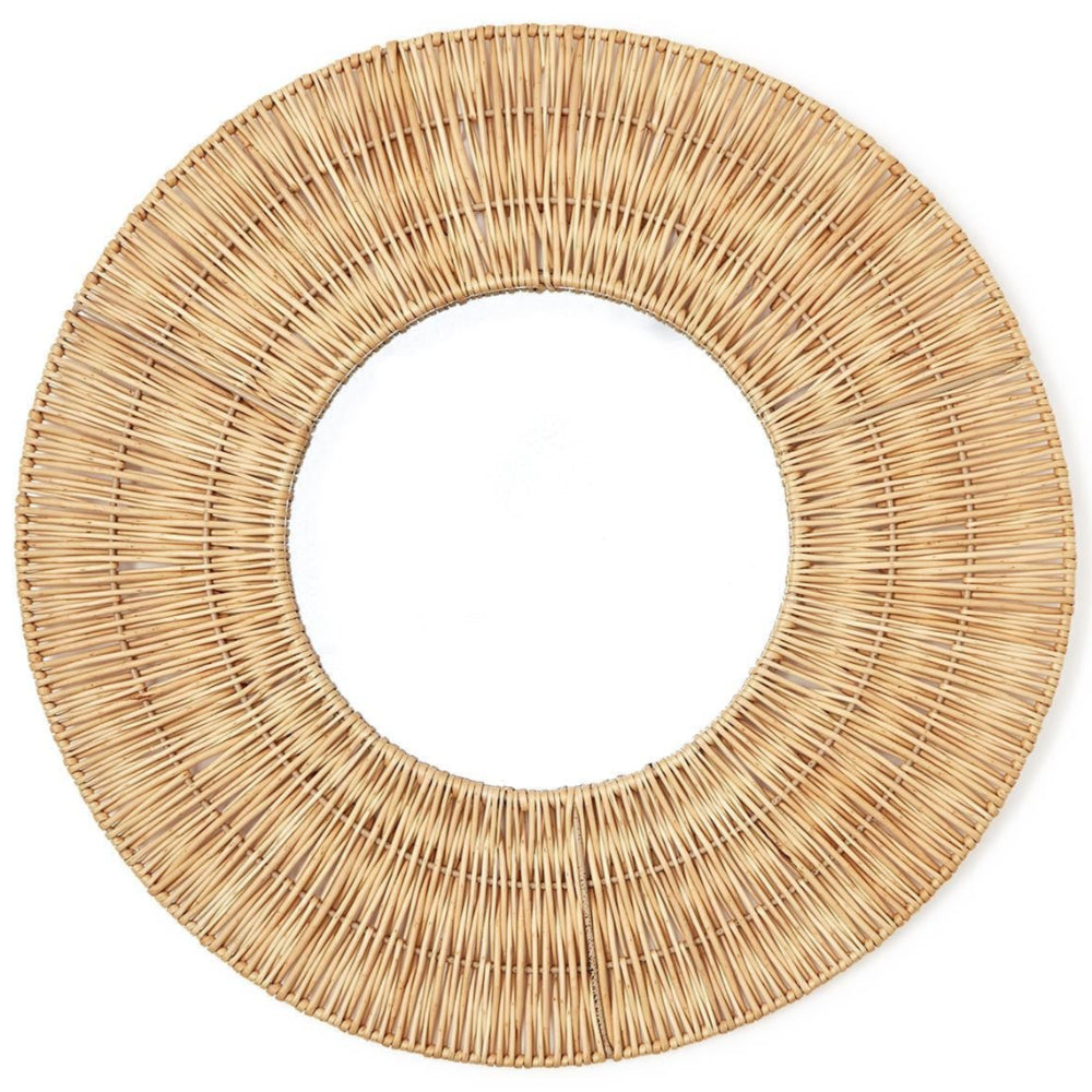 Hand-Crafted Circular Wicker Wall Mirror - 23.25"