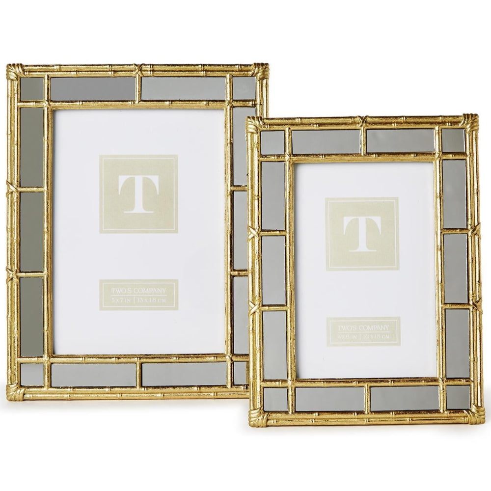 Gold Faux Bamboo Mirrored Photo Frame