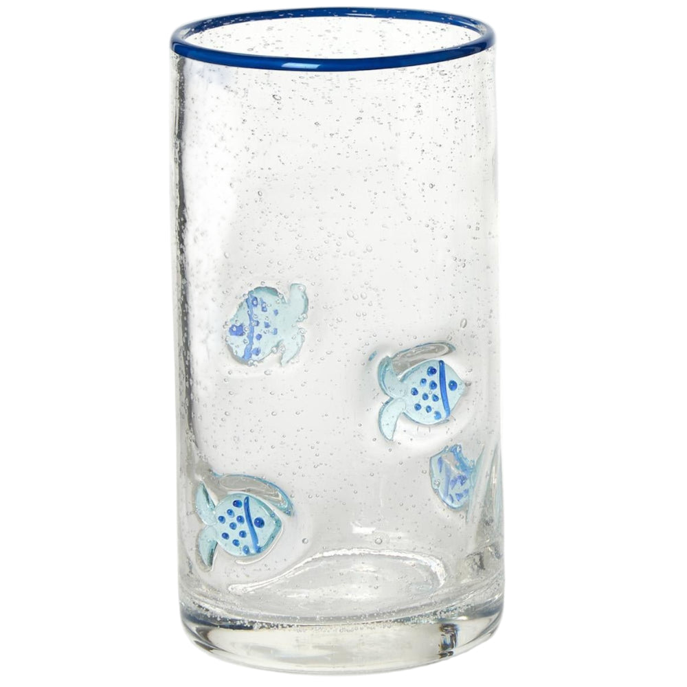 Hand-Painted Highball Fish Bubble Glass - 18 oz.
