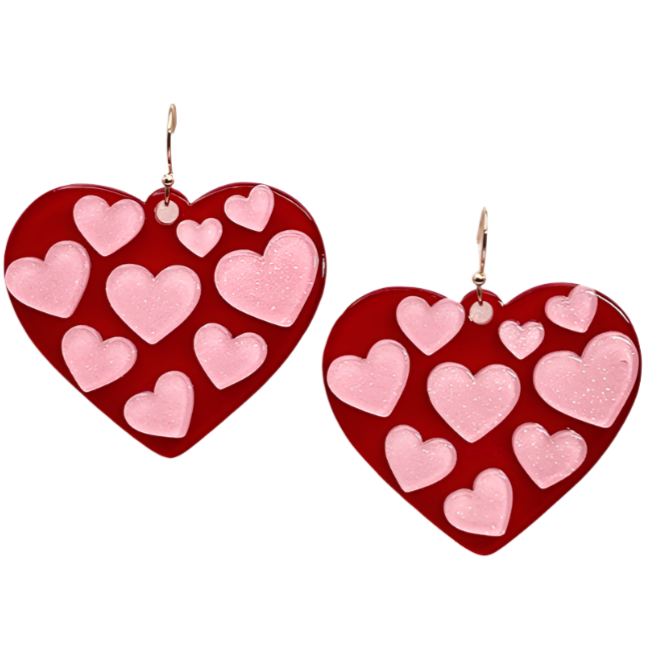 Posh Jewelry Co. Acrylic Valentine's Heart Earrings
