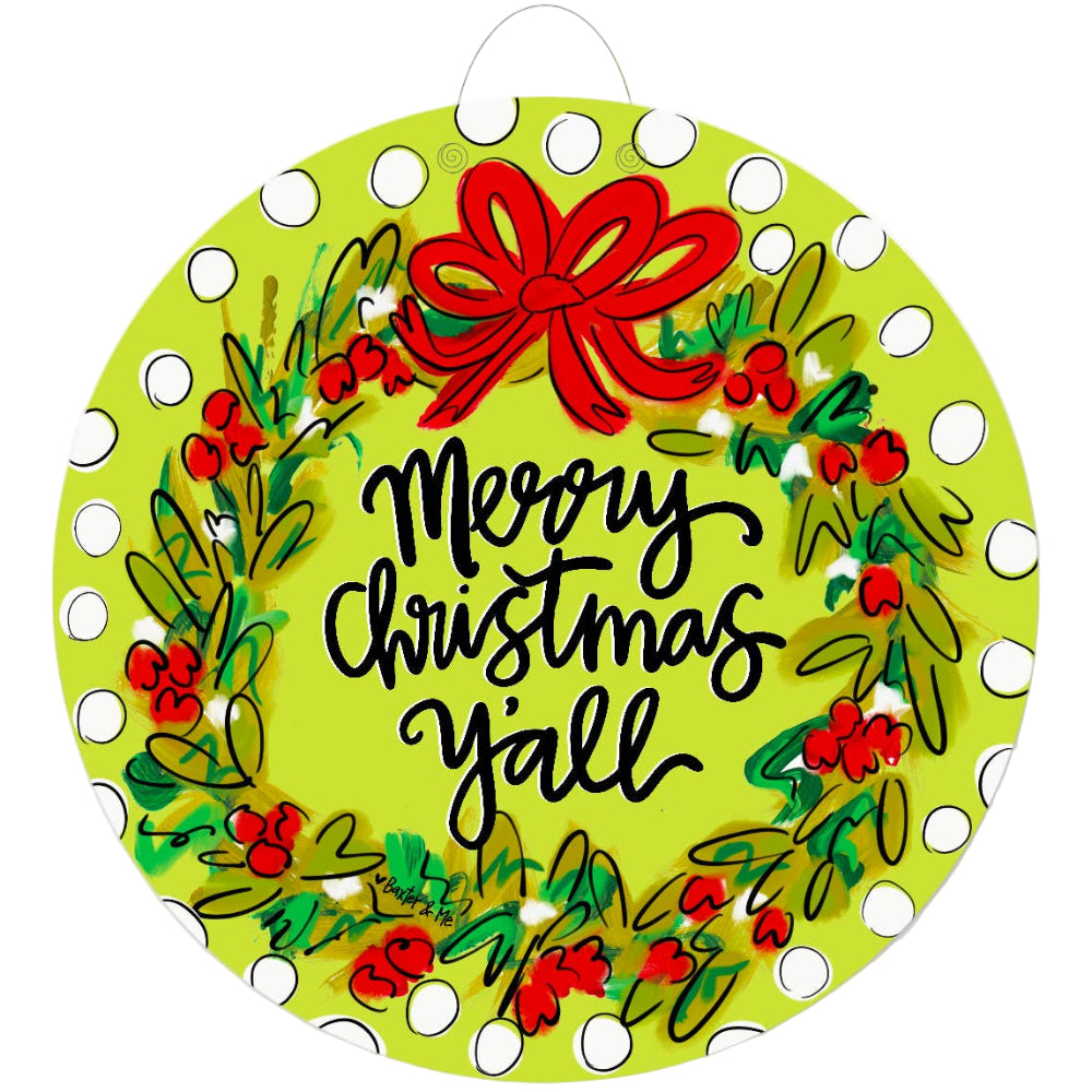 Baxter & Me "Merry Christmas Y'all" Door Hanger - 23"