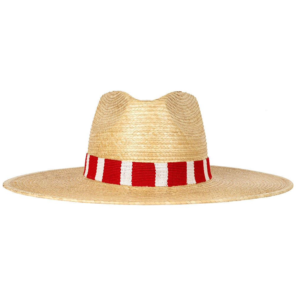 Sunshine Tienda Red & White Woven Palm Hat