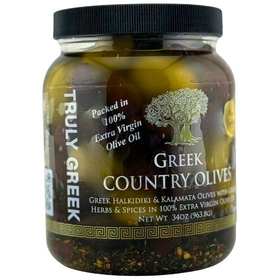Truly Greek Gourmet Jarred Whole Country Olives (Mixed) - 34 oz. & 64 oz.
