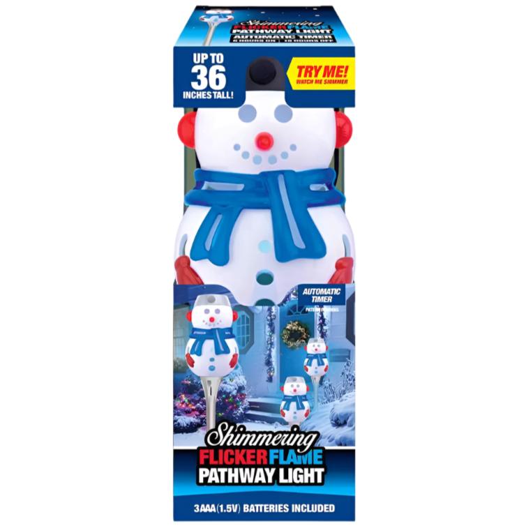 Shimmering Snowman Flameless Flickering Pathway Light - 36"