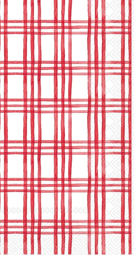 Holly Red & White Plaid Christmas Guest Towel Paper Napkins