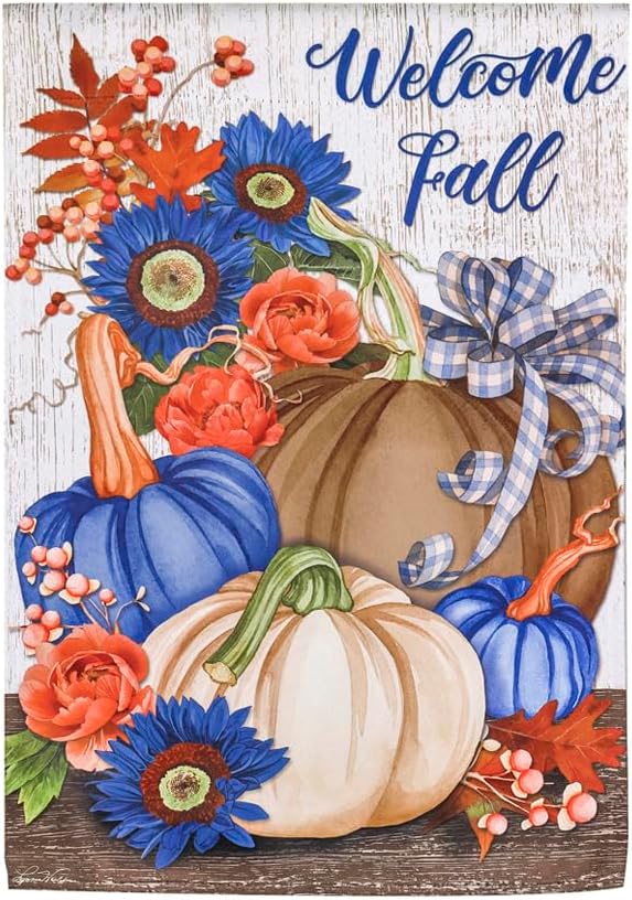 Autumn Pumpkin Burlap Garden Flag - Briarwood Lane- Wholesale Partners Autumn Pumpkin Burlap Garden Flag - Briarwood Lane- Wholesale Partners