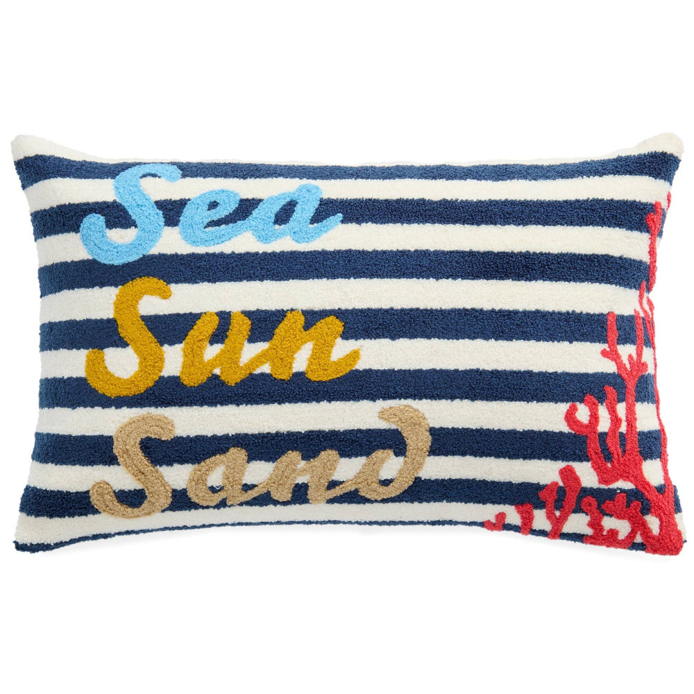 Shiraleah "Sea, Sun, Sand" Cotton Lumbar Pillow - 12" x 18"