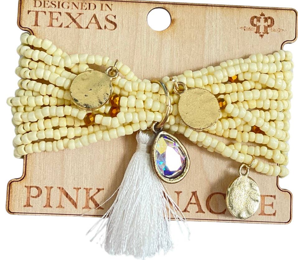 Pink Panache Multi-Layer Ivory Bead & Charm Bracelet