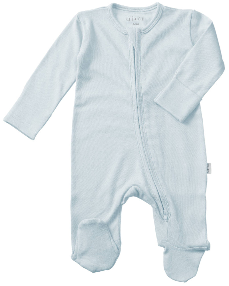 Ali + Oli Cotton 2-Way Zippered Baby Footie
