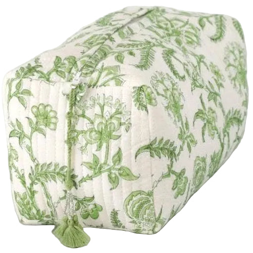 Pacific & Rose Block-Printed Quilted Cotton Cosmetic Bag