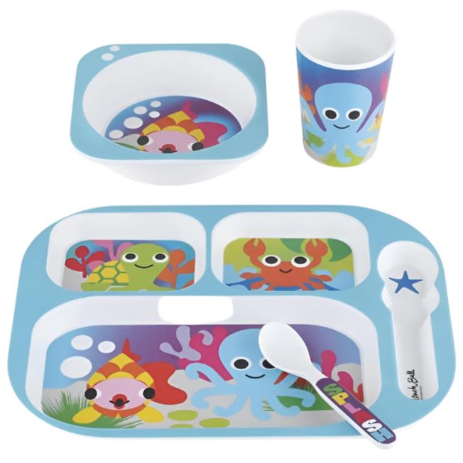 French Bull Kids Snack Tray Set (Ocean Pattern)
