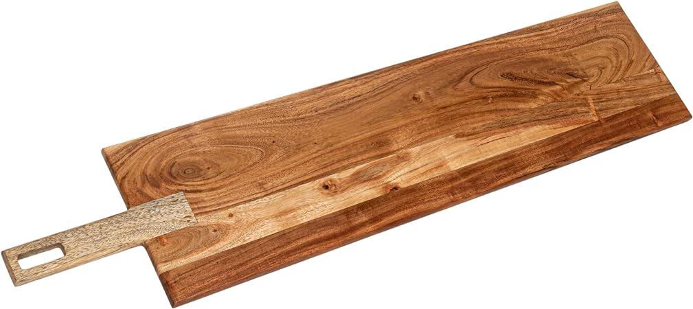 Acacia & Mango Wood Cheese Serving Board w/ Handle - 7.5" x 35"
