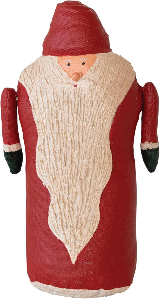 Painted Canvas Standing Santa Figurine - 9"