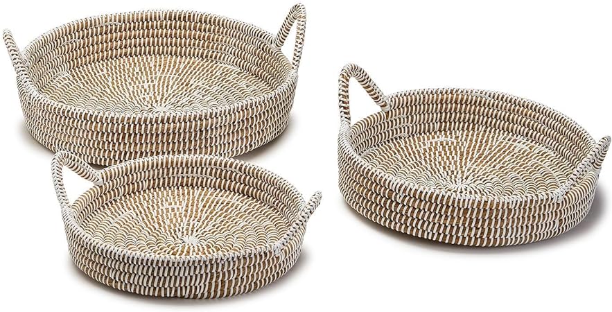 Hand-Crafted Seagrass Basket Trays with Handles