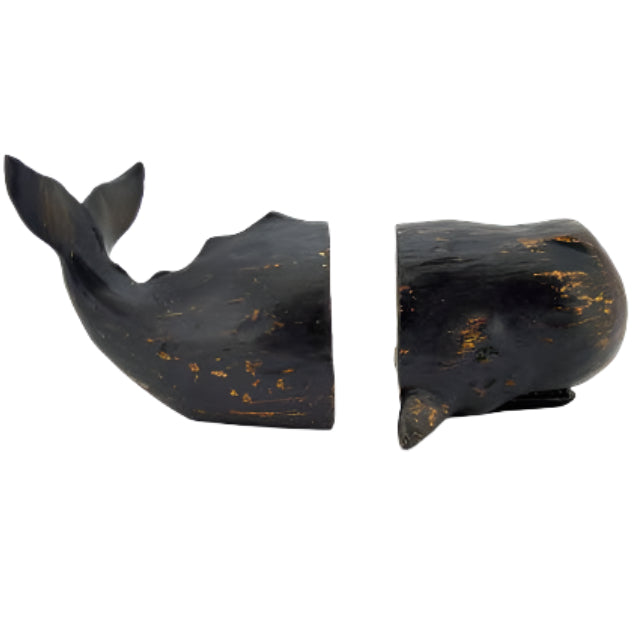 Modern Coastal Resin Sperm Whale Bookends - 2 pc.