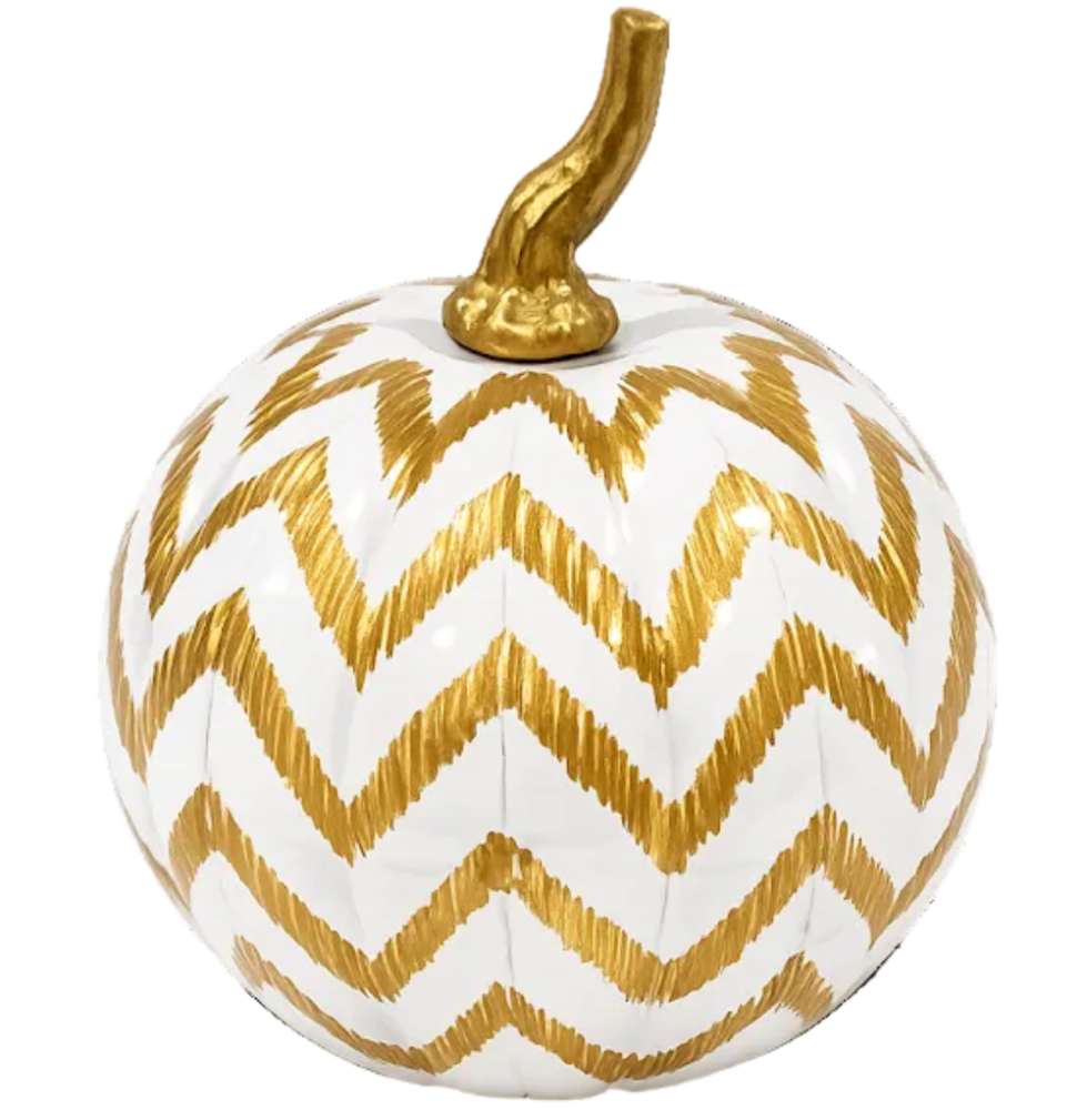 Enchanted Home Hand-Painted Metal Chevron Pumpkin - 4"